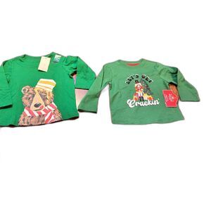 lot of 2 holiday boys shirts 12 months nwt long sleeve green baby
